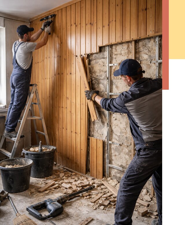 Демонтаж вагонки со стен в Сасово от 1465 руб. — снятие, удаление, срочно | ОТДЕЛОЧНИК-Ссв