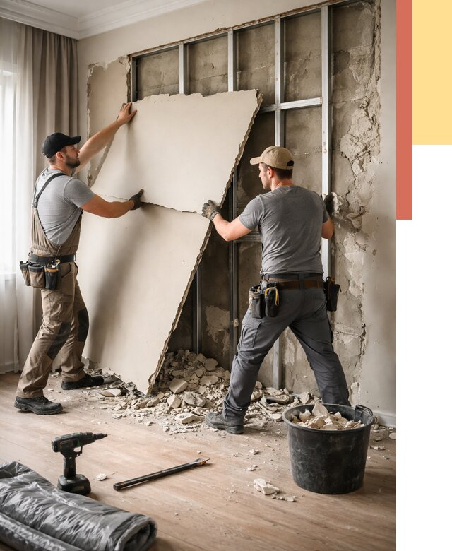 Демонтаж гипсокартона со стен в Сасово от 354 руб. — услуги демонтажа | ОТДЕЛОЧНИК-Ссв