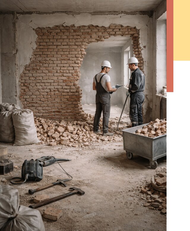 Демонтаж кирпичных стен в Сасово от 4244 руб. — быстро, недорого, под ключ | ОТДЕЛОЧНИК-Ссв