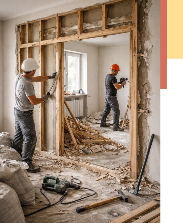 Демонтаж деревянных перегородок в Сасово от 3234 руб. — быстро и недорого | ОТДЕЛОЧНИК-Ссв