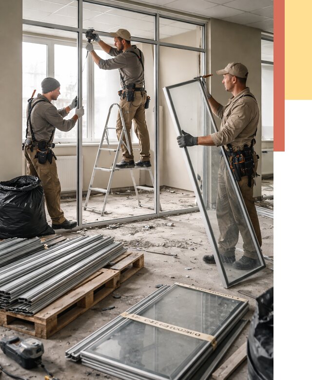 Демонтаж алюминиевых перегородок в Сасово от 4244 руб. — быстро и недорого | ОТДЕЛОЧНИК-Ссв