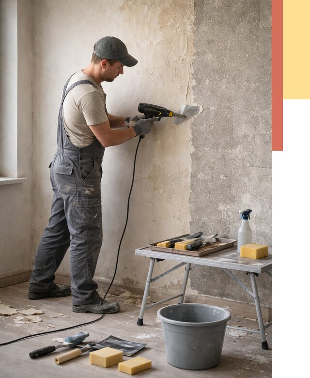 Очистка стен от клея в Сасово от 1869 руб. — снятие и удаление клея со стен | ОТДЕЛОЧНИК-Ссв