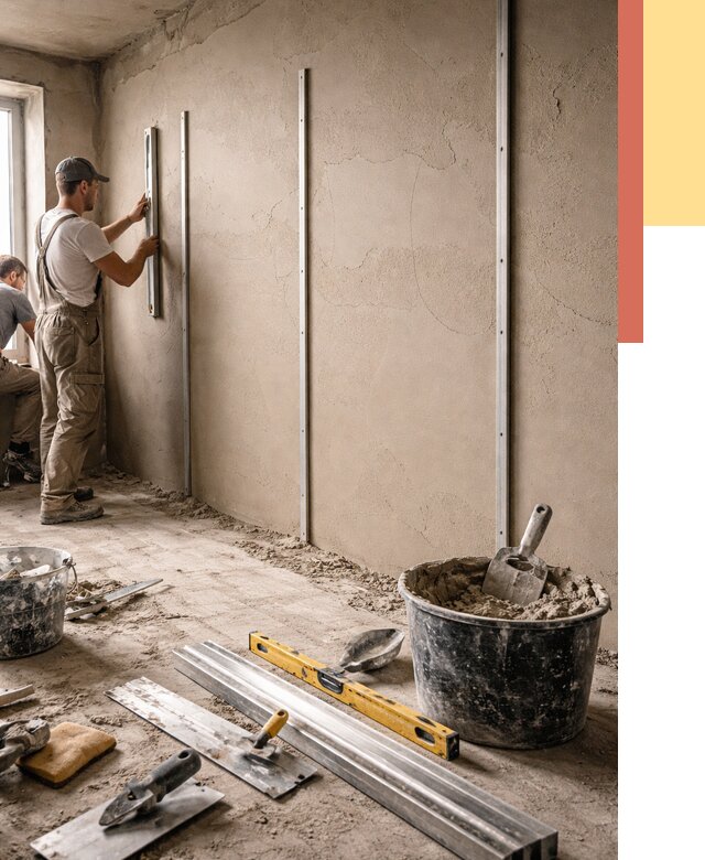 Штукатурка стен по маякам в Сасово от 5558 руб./м² — выравнивание под ключ | ОТДЕЛОЧНИК-Ссв