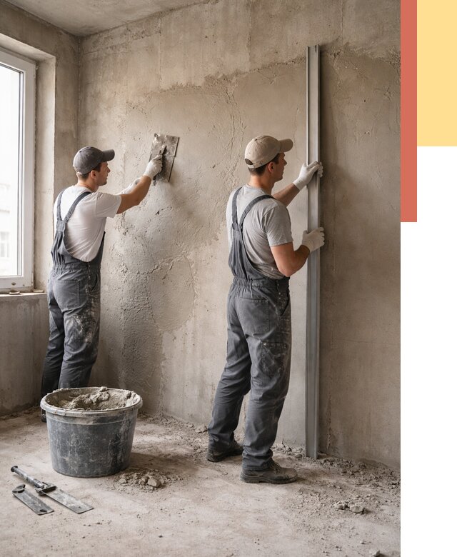 Штукатурка бетонных стен в Сасово от 4547 руб/м² — качественно и быстро | ОТДЕЛОЧНИК-Ссв