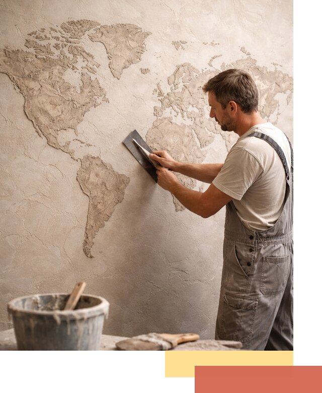 Декоративная штукатурка «Карта мира» под ключ в Сасово