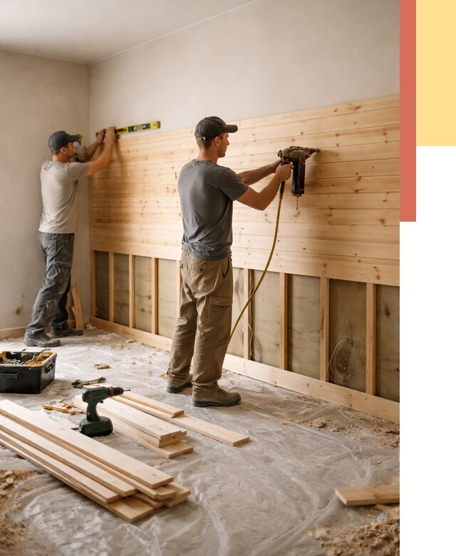 Монтаж деревянной вагонки на стены в Сасово от 7579 руб. | Услуги монтажа вагонки | ОТДЕЛОЧНИК-Ссв