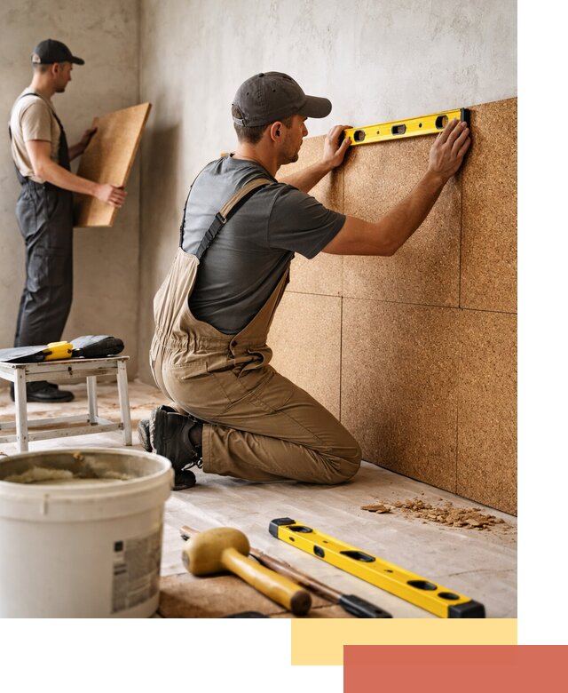 Монтаж пробковых панелей на стены в Сасово быстро и качественно