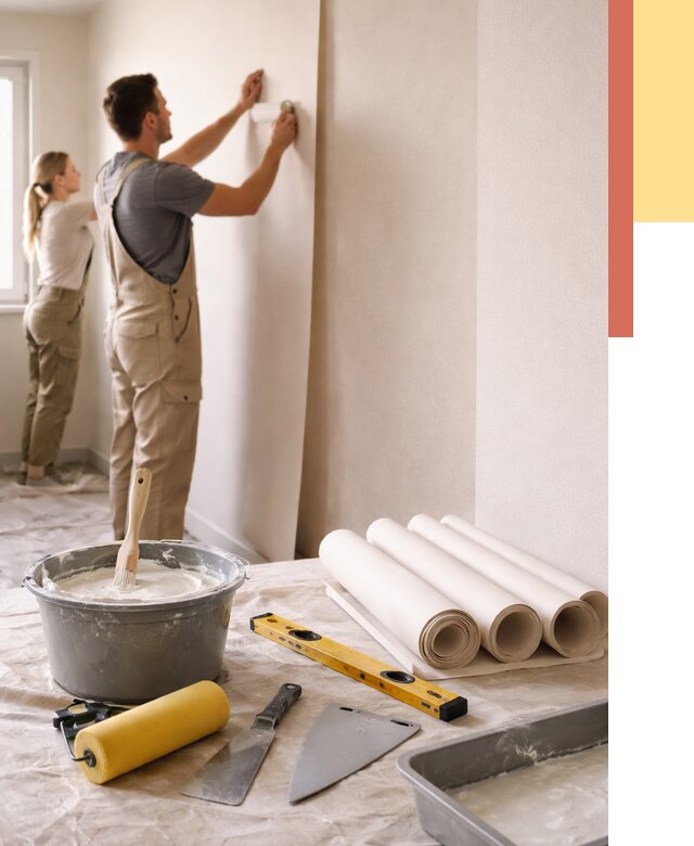 Поклейка бумажных обоев в Сасово от 5558 руб./м2 — быстро и недорого | ОТДЕЛОЧНИК-Ссв