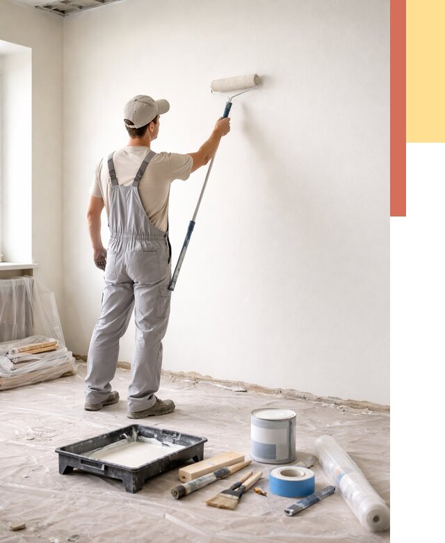 Покраска стен водоэмульсионной краской в Сасово от 455 руб. за м² | ОТДЕЛОЧНИК-Ссв