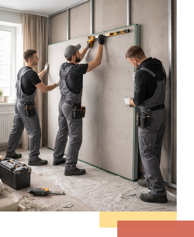 Шумоизоляция стен панелями ЗИПС в Сасово для жилых и коммерческих помещений