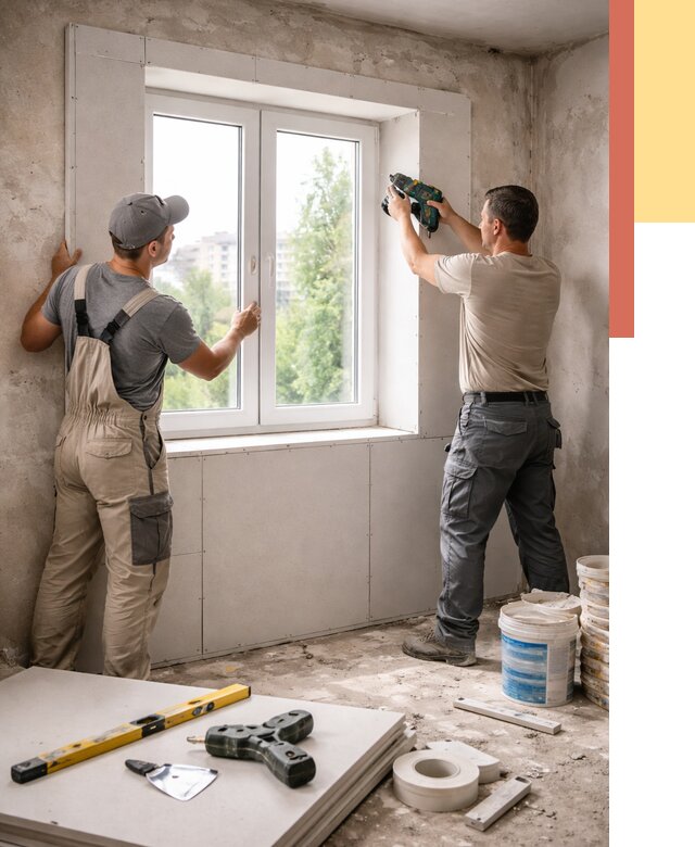 Монтаж откосов из гипсокартона в Сасово от 4547 руб. под ключ | ОТДЕЛОЧНИК-Ссв