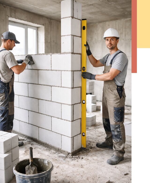 Кладка перегородок из пеноблока в Сасово от 1819 руб. под ключ | ОТДЕЛОЧНИК-Ссв