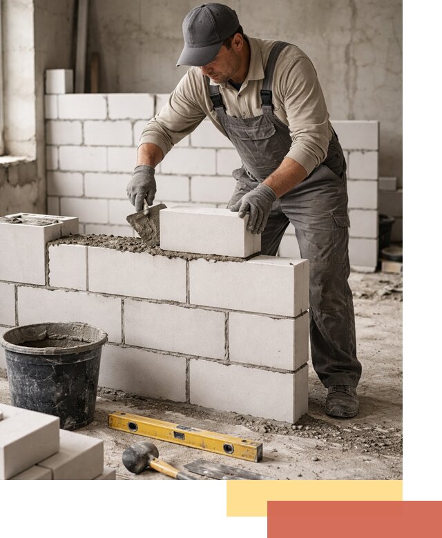 Кладка перегородок из силикатного блока в Сасово