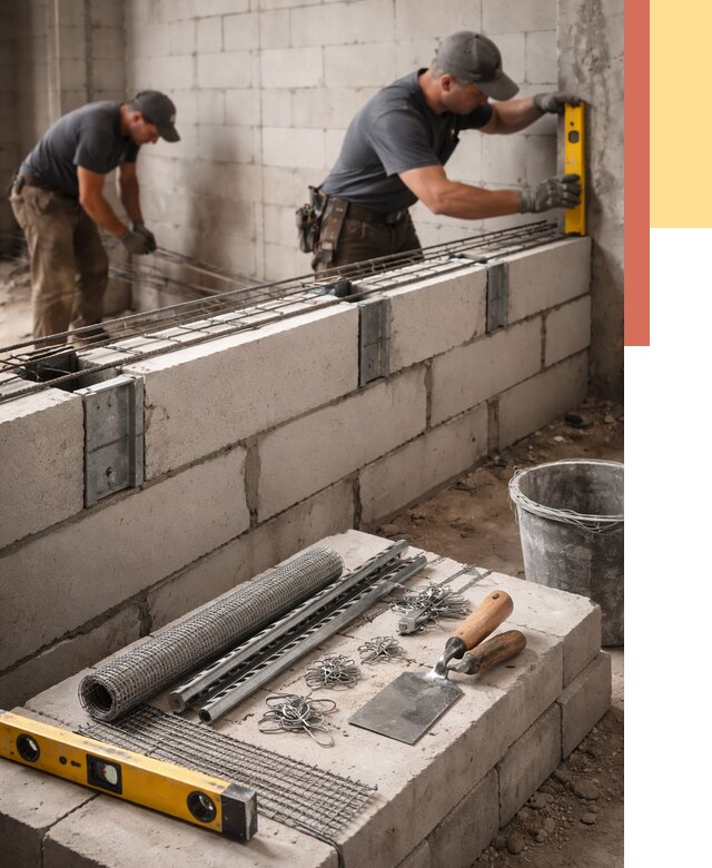Армирование кладки перегородок в Сасово от 758 руб. под ключ | ОТДЕЛОЧНИК-Ссв