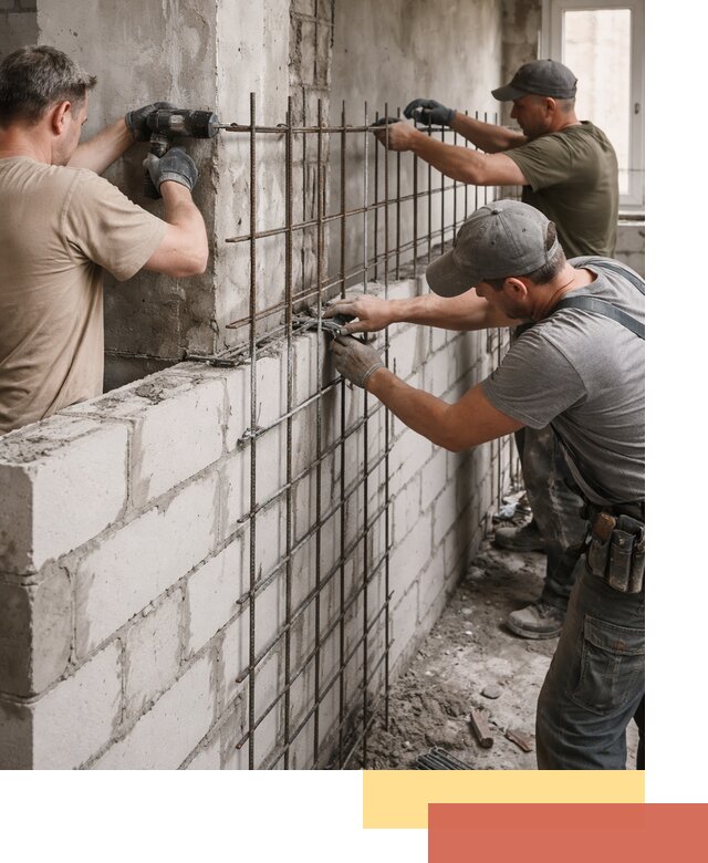 Армирование кладки перегородок в Сасово профессионально и надёжно