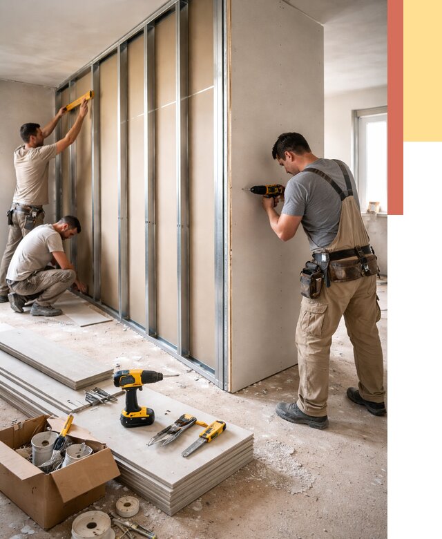 Монтаж однослойной перегородки из гипсокартона в Сасово от 657 руб. | ОТДЕЛОЧНИК-Ссв