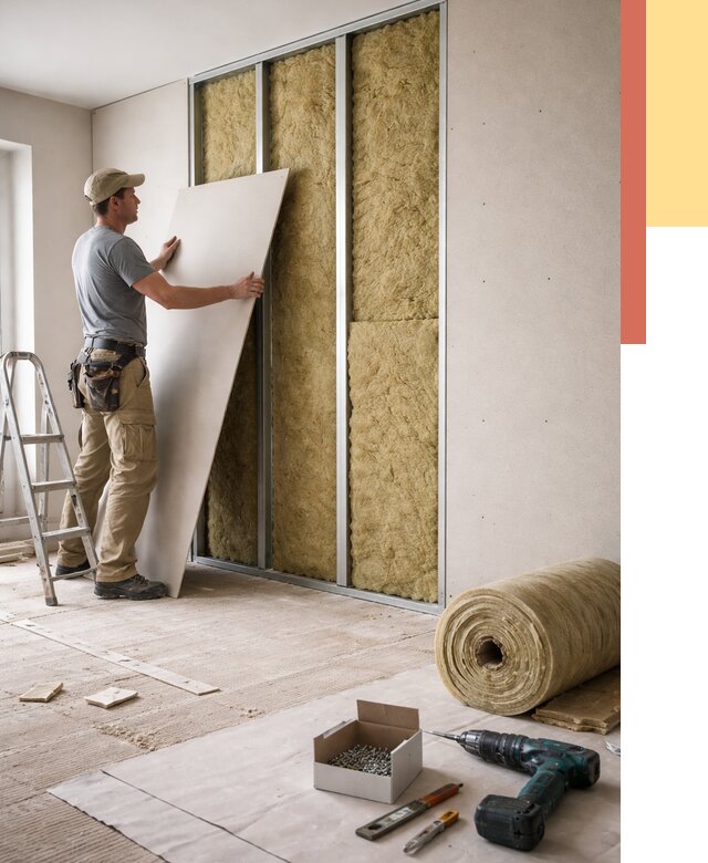 Перегородка из гипсокартона с шумоизоляцией в Сасово от 3153 руб. | ОТДЕЛОЧНИК-Ссв