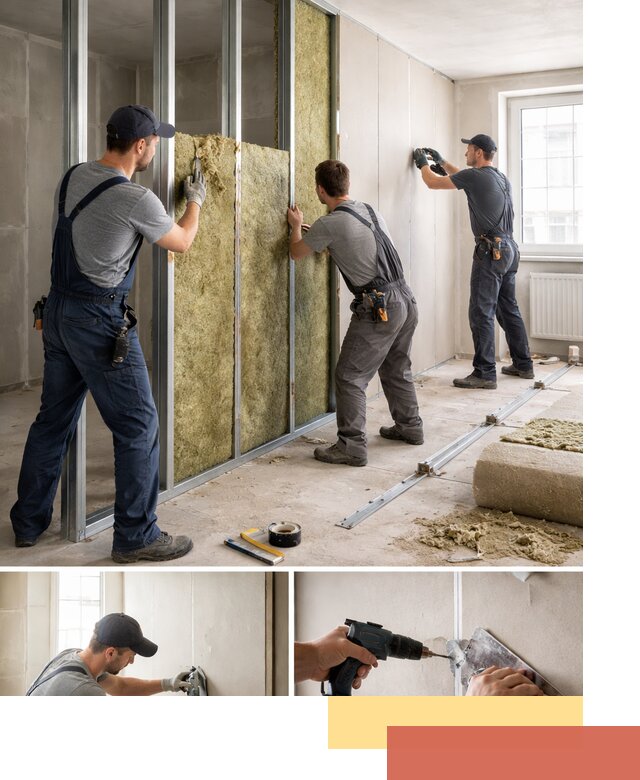 Перегородка из гипсокартона с шумоизоляцией в Сасово — монтаж под ключ