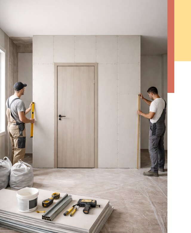 Перегородка из гипсокартона с дверью в Сасово от 4547 руб. под ключ | ОТДЕЛОЧНИК-Ссв