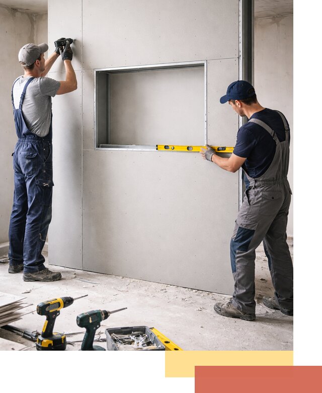 Перегородка из гипсокартона с нишей под декор в Сасово