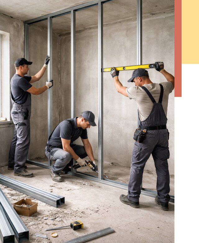 Монтаж каркаса перегородки из профиля в Сасово от 758 руб. | ОТДЕЛОЧНИК-Ссв