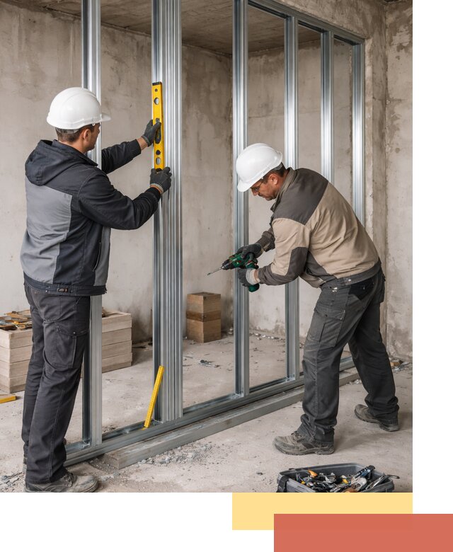 Монтаж каркаса перегородки из профиля в Сасово