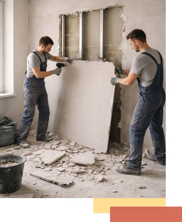 Демонтаж перегородки из гипсокартона в Сасово быстрый и аккуратный