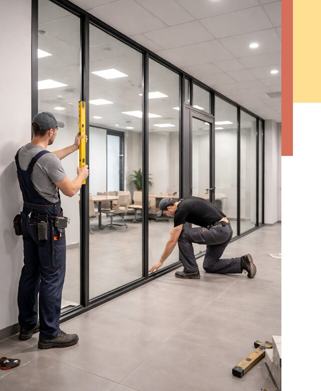 Каркасные стеклянные перегородки в Сасово под ключ от 9297 руб. | ОТДЕЛОЧНИК-Ссв