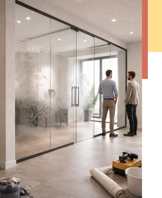 Стеклянные перегородки с рисунком в Сасово от 12631 руб. монтаж и нанесение | ОТДЕЛОЧНИК-Ссв