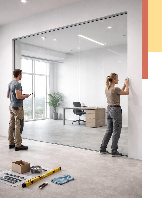 Перегородки из закаленного стекла в Сасово от 9600 руб. под ключ | ОТДЕЛОЧНИК-Ссв