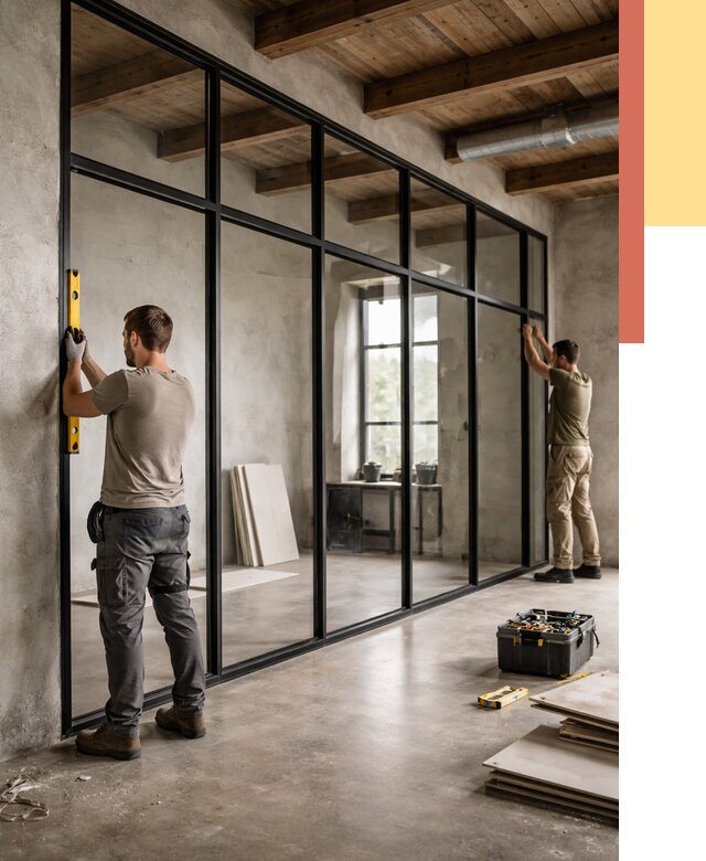 Стеклянные перегородки лофт в Сасово от 10610 руб. под ключ | ОТДЕЛОЧНИК-Ссв