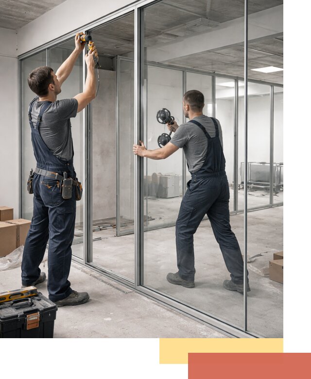 Алюминиевые перегородки со стеклом в Сасово — изготовление и монтаж