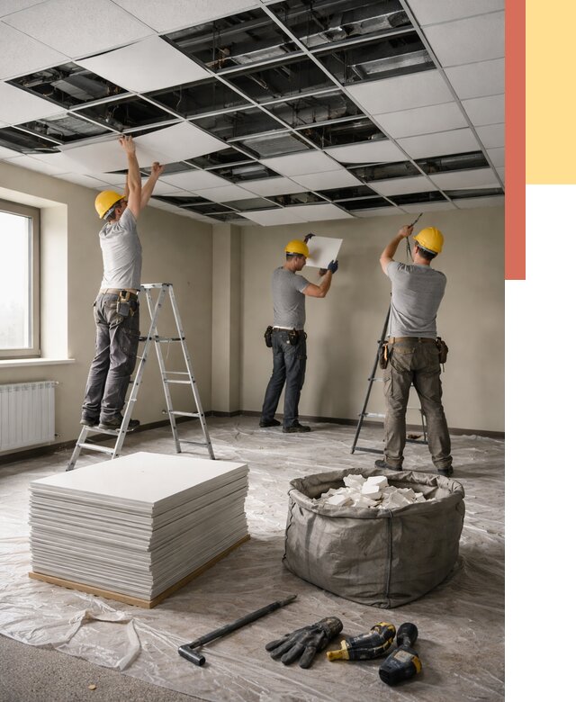 Демонтаж потолка Армстронг в Сасово от 4547 руб. быстро и недорого | ОТДЕЛОЧНИК-Ссв