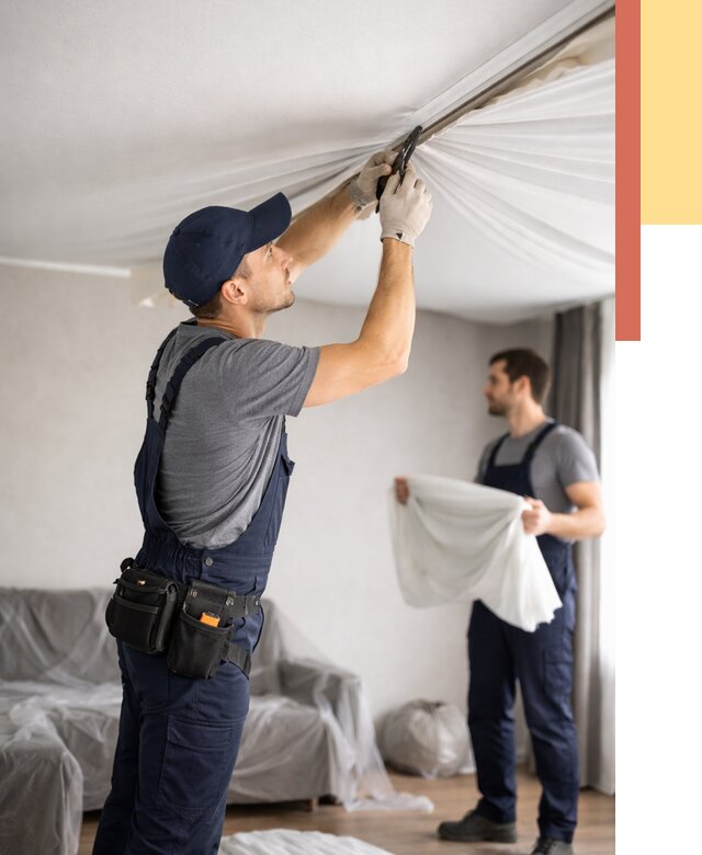 Демонтаж натяжного потолка в Сасово от 4547 руб. — снятие и разбор под ключ | ОТДЕЛОЧНИК-Ссв