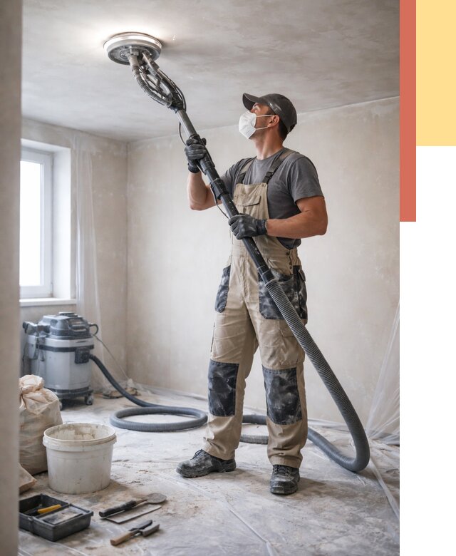 Шлифовка потолка в Сасово от 3537 руб. — услуги шлифования потолка | ОТДЕЛОЧНИК-Ссв