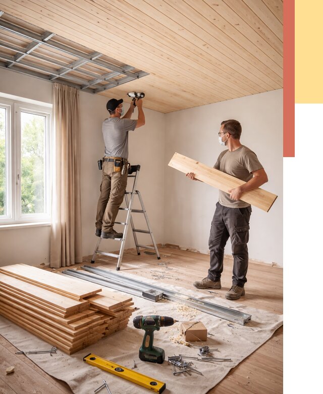 Монтаж потолка из вагонки в Сасово от 6568 руб. | Быстро и недорого — ОТДЕЛОЧНИК-Ссв