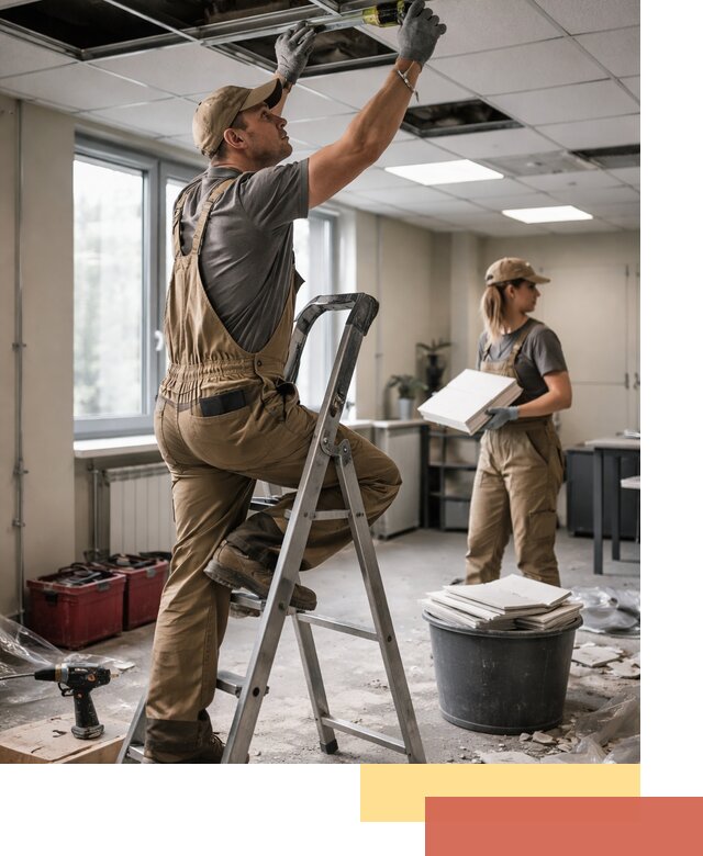 Ремонт потолка Армстронг и замена плит в Сасово