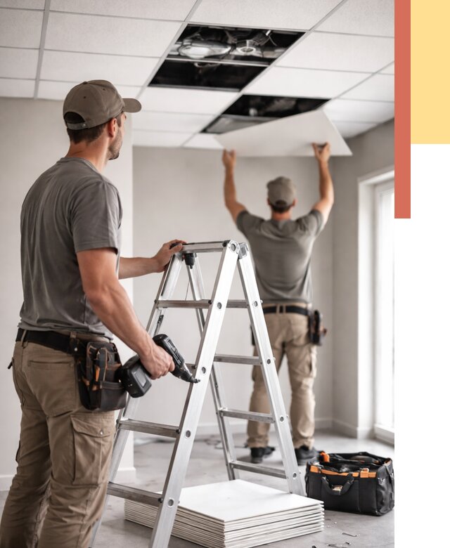 Обслуживание подвесного потолка в Сасово от 3537 руб. — быстро и недорого | ОТДЕЛОЧНИК-Ссв