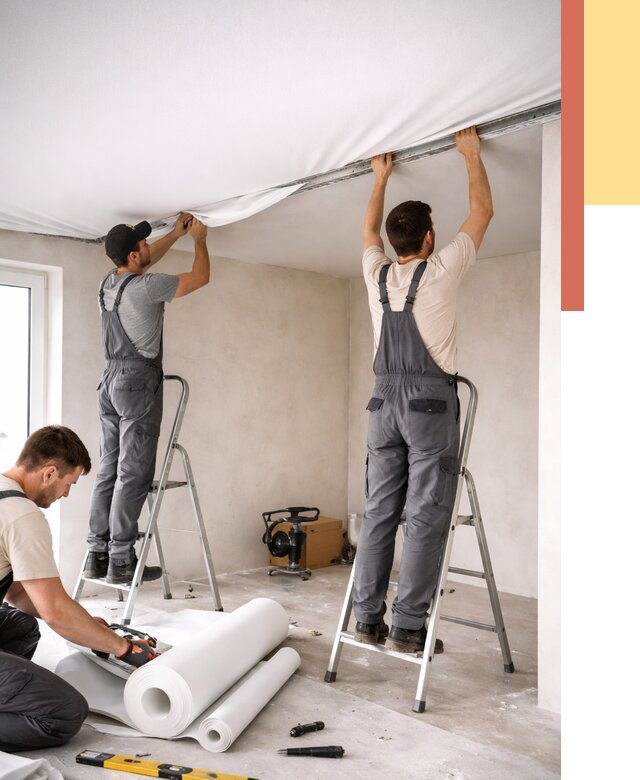 Монтаж тканевого натяжного потолка в Сасово от 3537 руб. под ключ | ОТДЕЛОЧНИК-Ссв