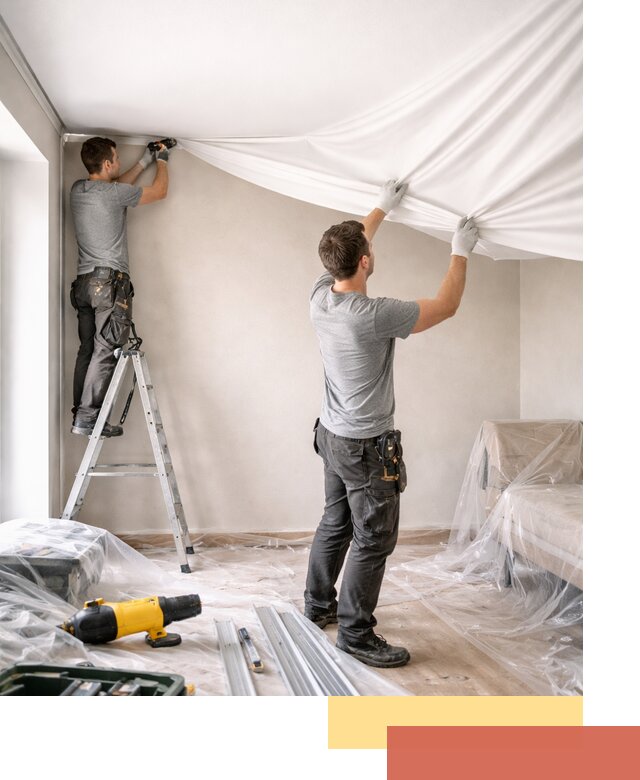 Монтаж тканевого натяжного потолка в Сасово недорого и быстро