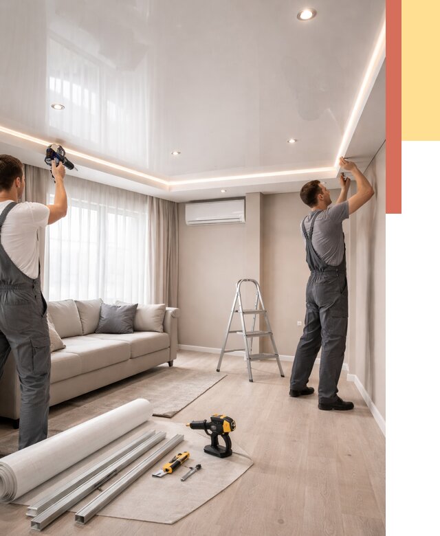 Монтаж глянцевого натяжного потолка в Сасово от 758 руб. под ключ | ОТДЕЛОЧНИК-Ссв