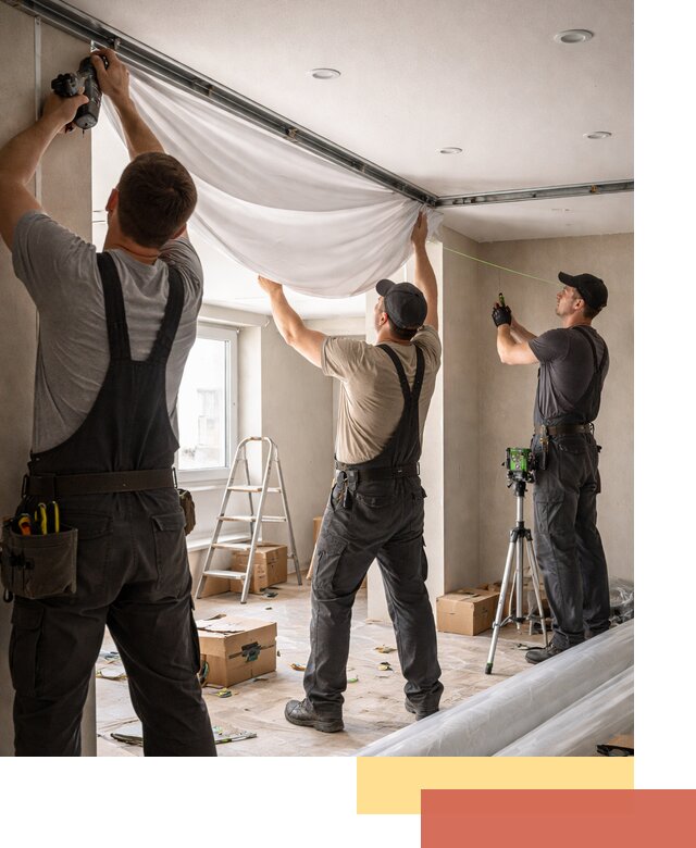 Монтаж парящего натяжного потолка под ключ в Сасово