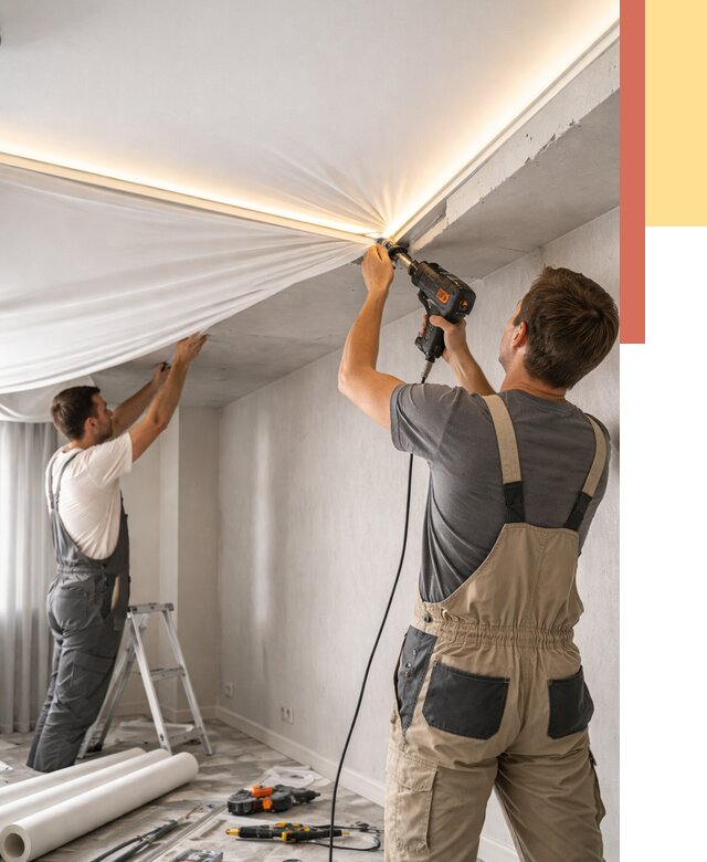 Монтаж натяжного потолка с подсветкой в Сасово от 960 руб. | ОТДЕЛОЧНИК-Ссв