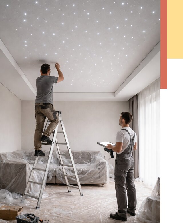 Монтаж натяжного потолка «звездное небо» в Сасово от 6568 руб. | ОТДЕЛОЧНИК-Ссв