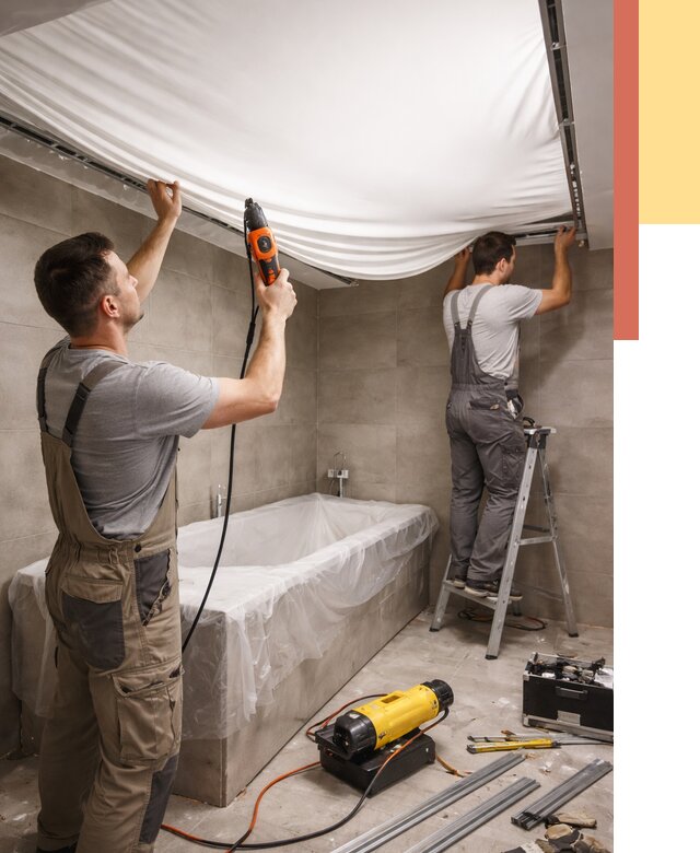 Монтаж натяжного потолка в ванной в Сасово от 1213 руб. под ключ | ОТДЕЛОЧНИК-Ссв