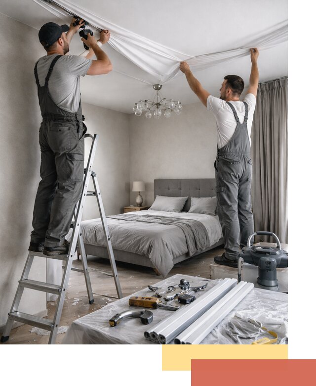 Монтаж натяжного потолка в спальне в Сасово