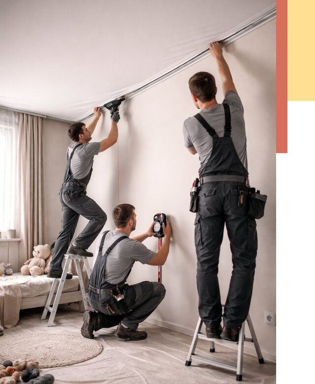 Монтаж натяжного потолка в детской в Сасово от 3537 руб. — быстро и недорого | ОТДЕЛОЧНИК-Ссв