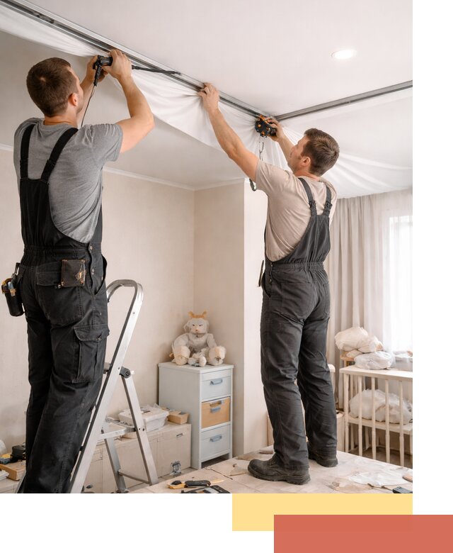 Монтаж натяжного потолка в детской комнате в Сасово