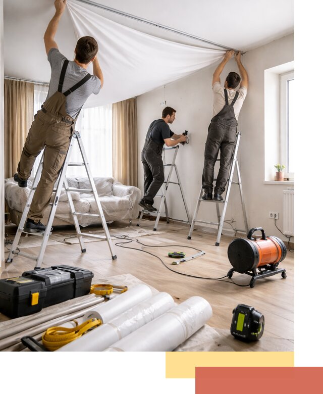 Монтаж натяжного потолка в гостиной в Сасово