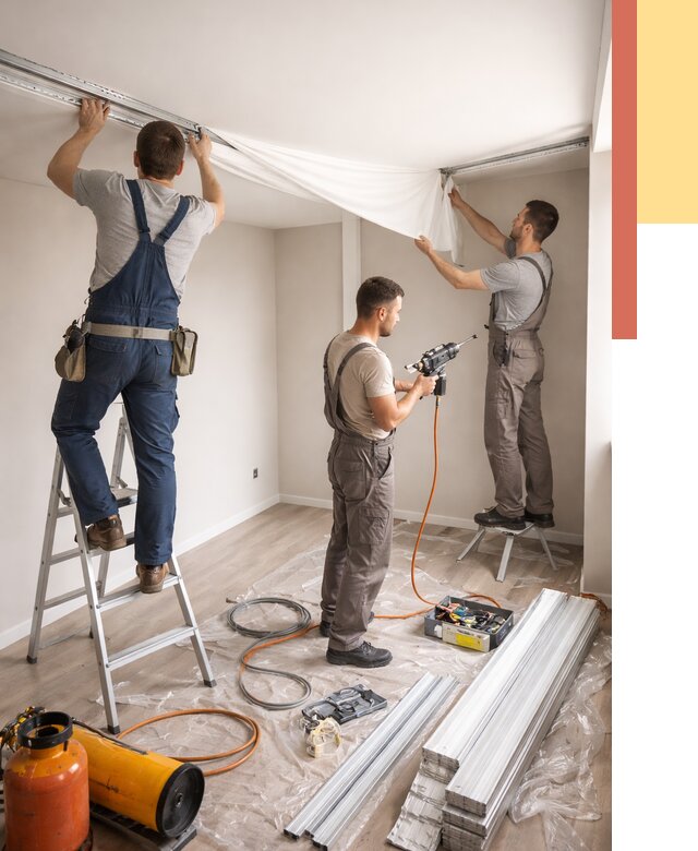 Монтаж натяжного потолка в студии в Сасово от 5558 руб. — быстро и недорого | ОТДЕЛОЧНИК-Ссв